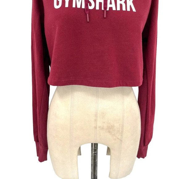 Gymshark Training Cropped Logo Hoodie Maroon Red‎ Burgundy Size Small - Picture 3 of 9